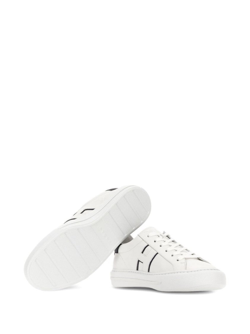 Hogan White Leather Sneakers With Logo Design And Rubber Sole