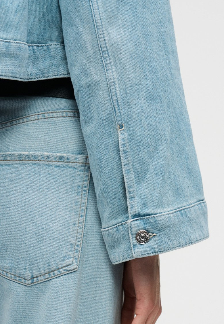 Dondup Cropped Denim Jacket With Classic Collar