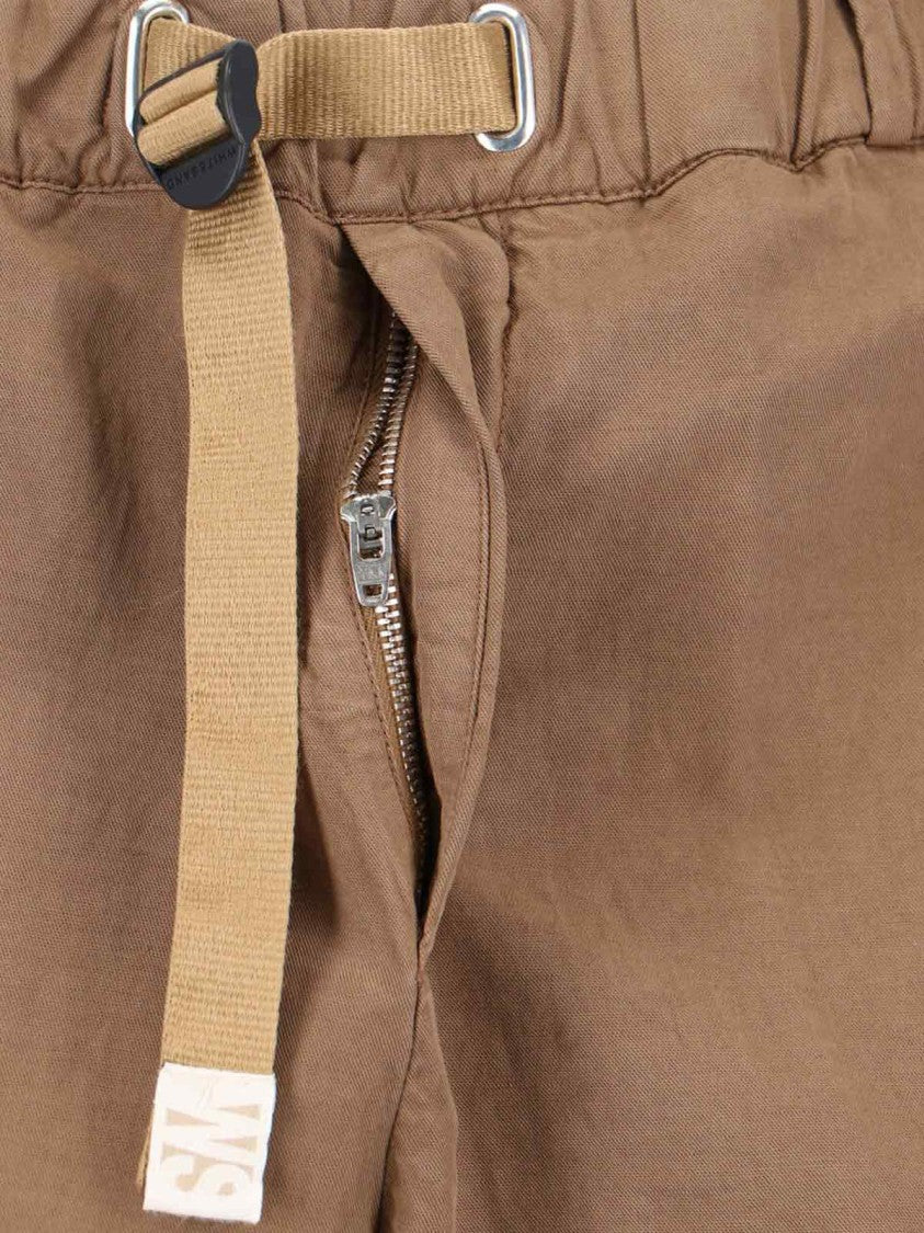 White Sand Light Brown Straight-Leg Pants With Adjustable Waistband