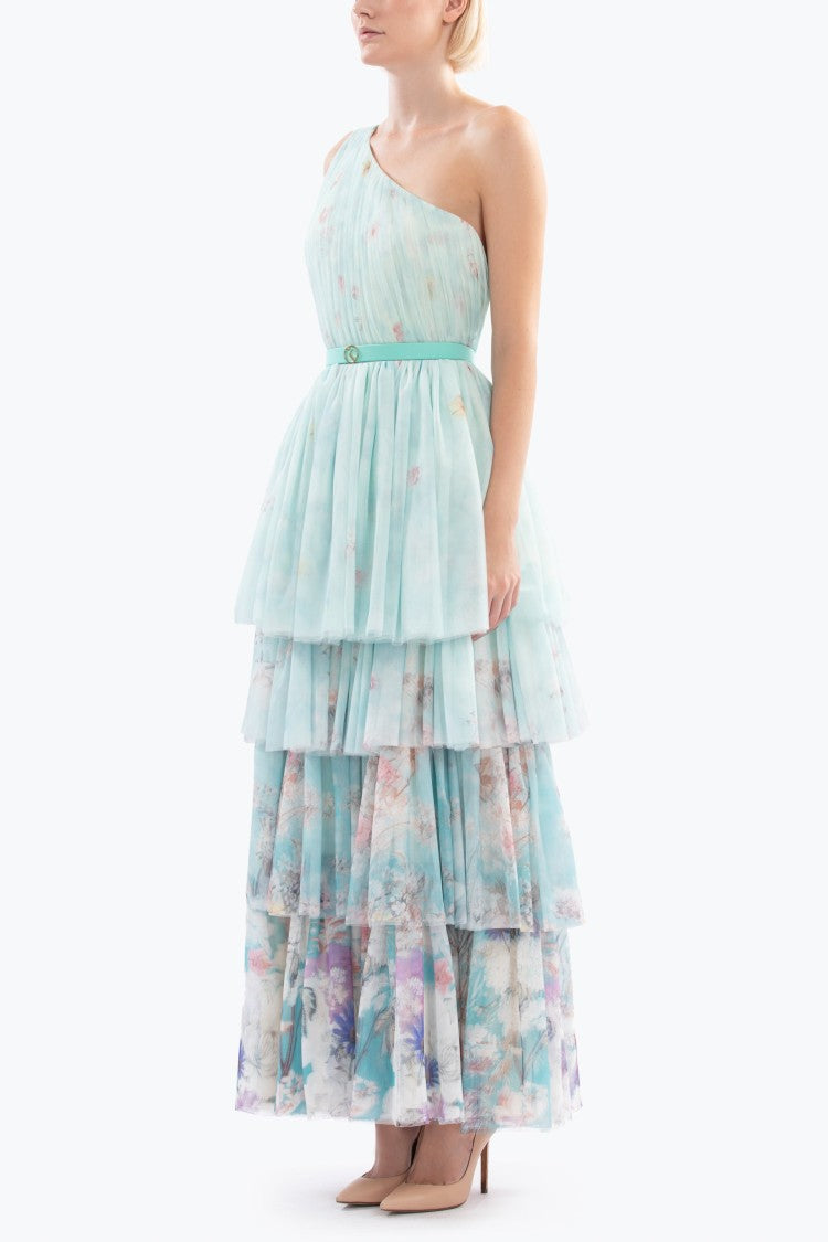 Saiid Kobeisy Floral Printed One-Shoulder Dress