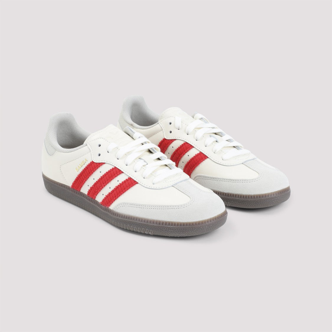 Adidas Low-Top Leather Sneakers With Bold Red Stripes