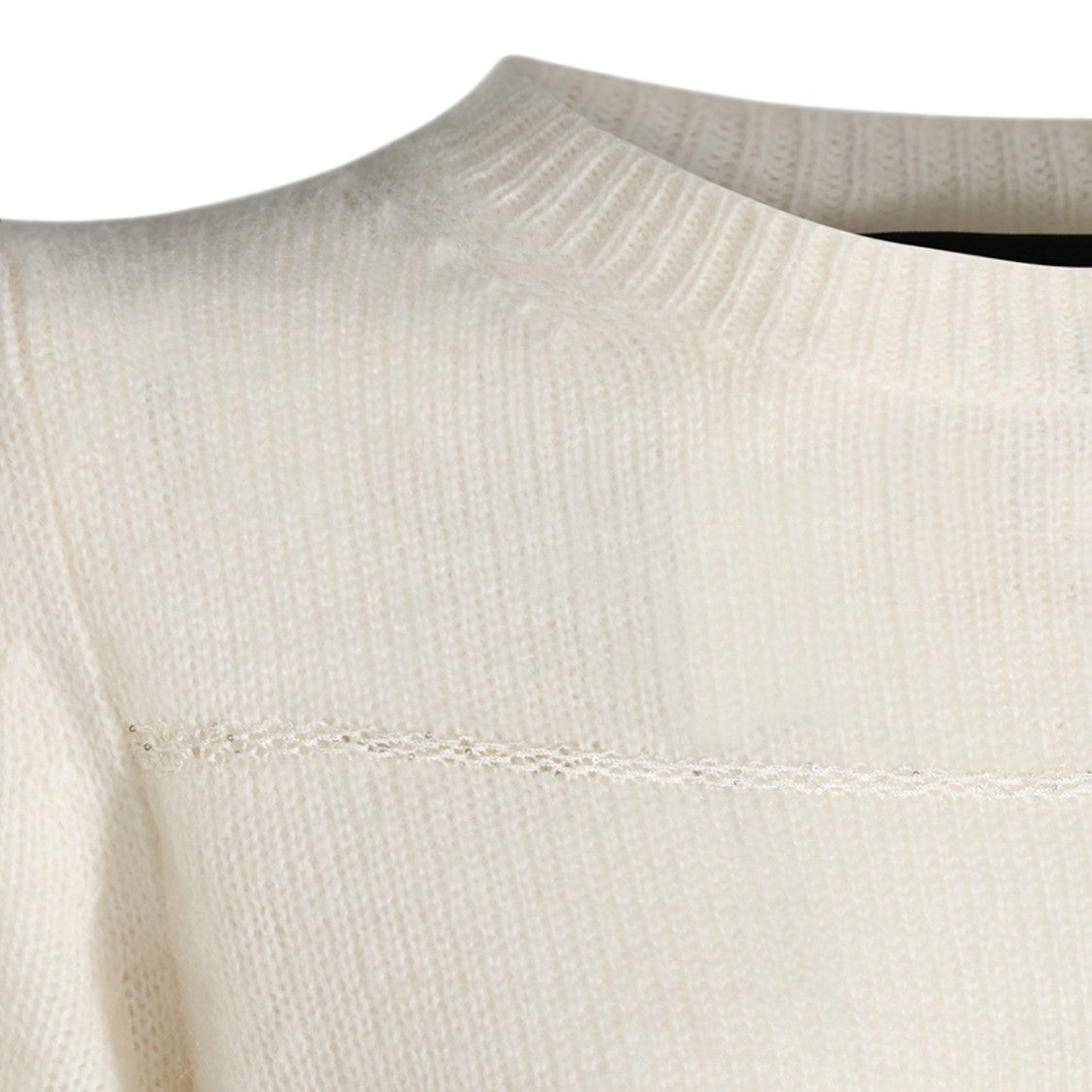 Fabiana Filippi Cream White Textured Crewneck Sweater