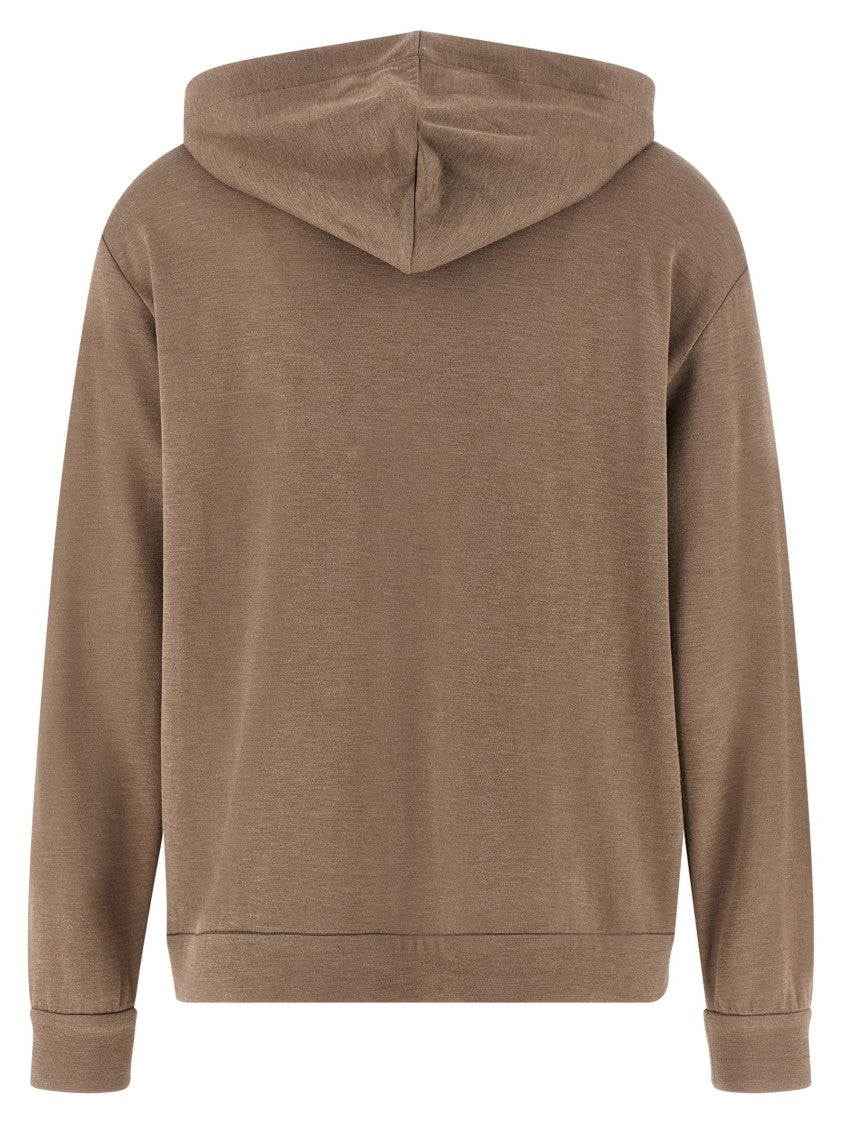 Brunello Cucinelli Cotton And Silk Mélange Interlock Hoodie With Embroidered Pockets