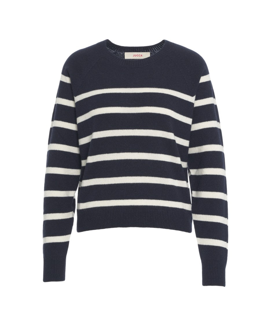 Jucca Horizontal Stripe Knit Sweater With Round Neckline And Ribbed Finish