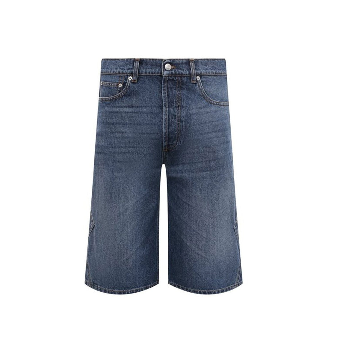 Alexander Mcqueen Classic Blue Denim Shorts With Five-Pocket Design