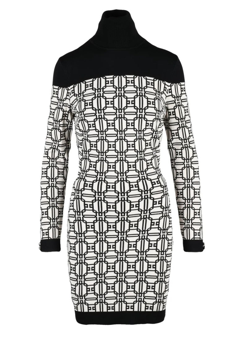 Elisabetta Franchi Short Knit Dress - Black/White