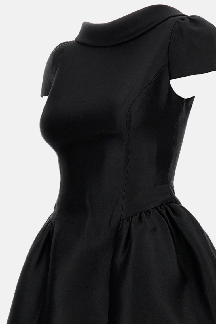 Self-Portrait Black Taffeta Collared Mini Dress