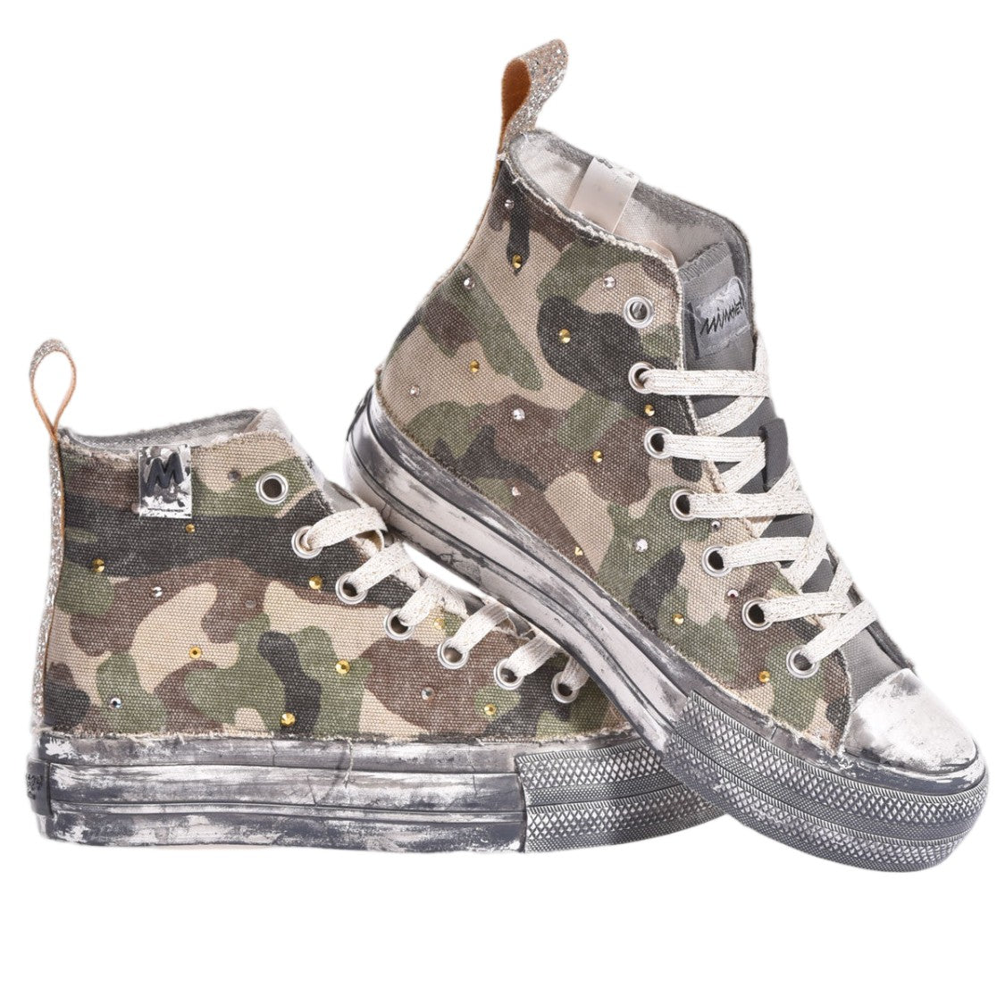 Mimanera Army Military Handcrafted Swarovski Platform Sneakers