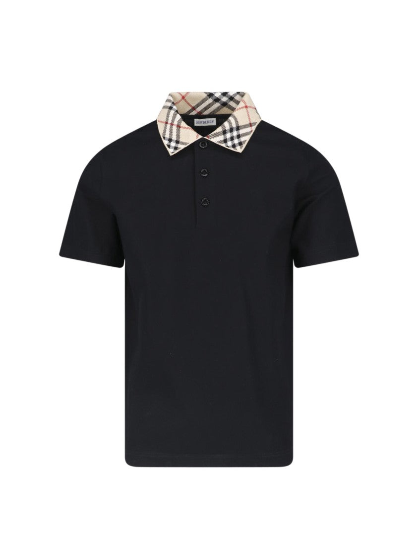 Burberry Short-Sleeved Polo Shirt With Distinctive Plaid Collar