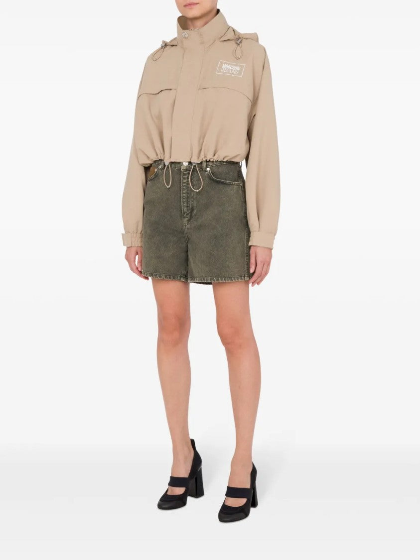 Moschino Structured Neutrals Stand Collar Zipper Jacket