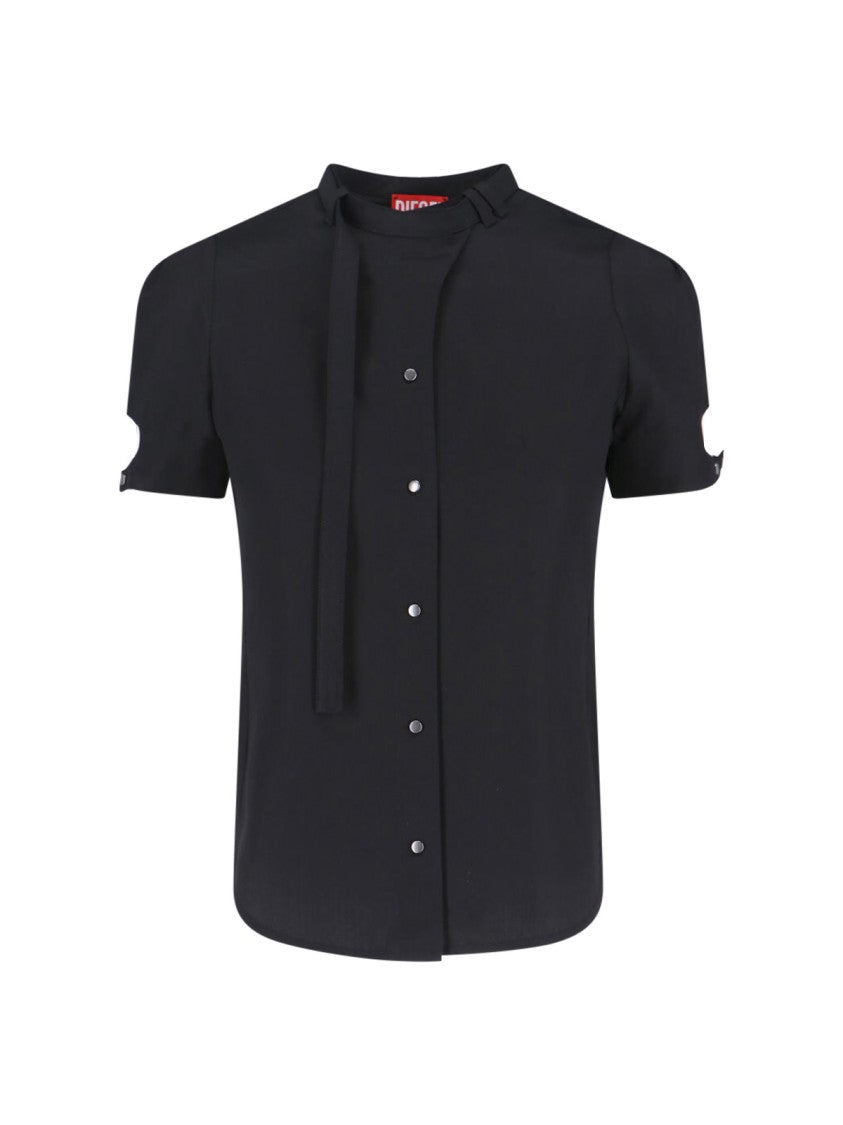 Diesel Black Lyocell Cut-Out Shirt