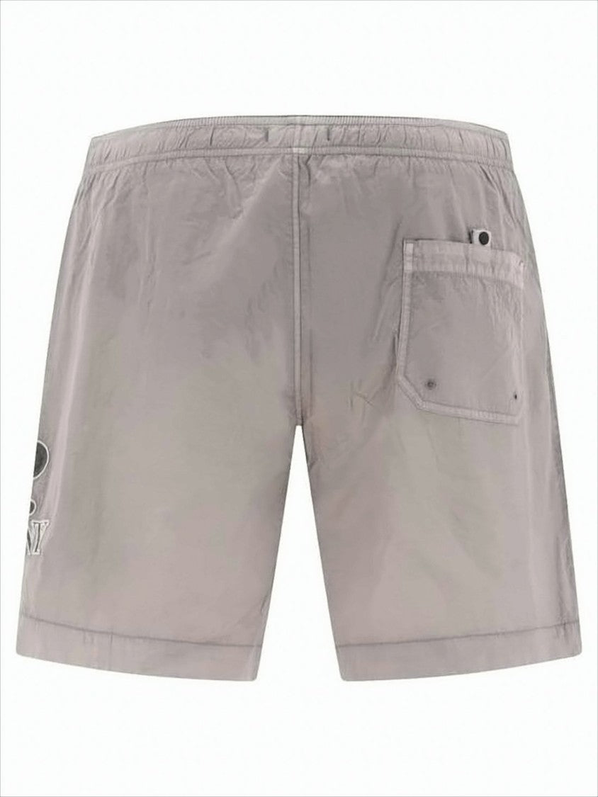 C.P. Company Straight-Cut Swim Shorts With Elastic Waistband And Tonal Embroidery