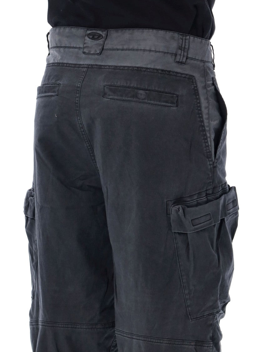 Diesel Wide-Leg Cargo Pants With Multi-Pocket Utility Design