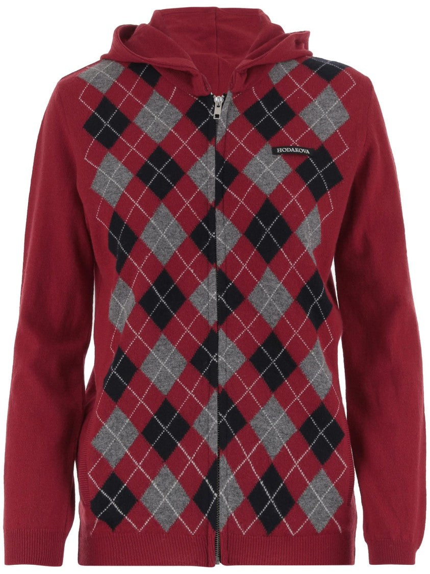 Hodakova Cotton Sweatshirt With Geometric Pattern And Hood