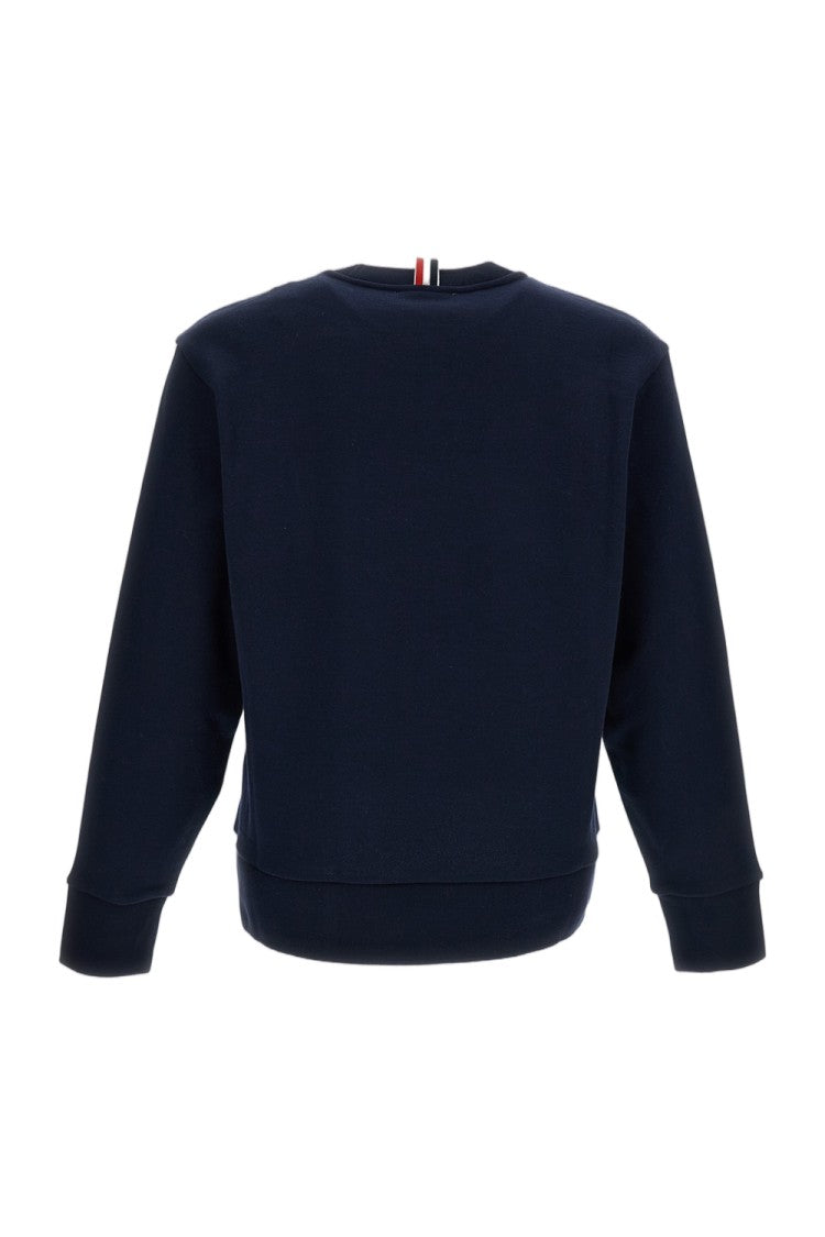 Thom Browne White Cotton 4-Bar Crewneck Sweatshirt