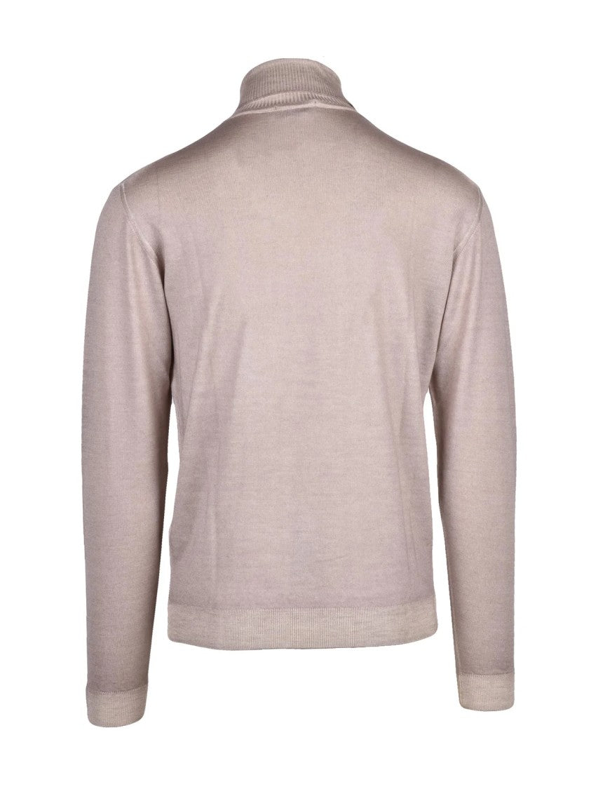 Wool & Co Grey High-Neck Merino Wool Under-Jacket Sweater