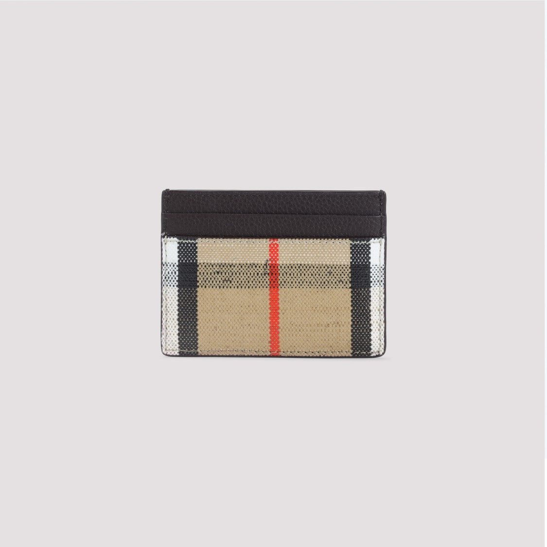 Burberry Beige And Black Check Wallet With Gold Emblem