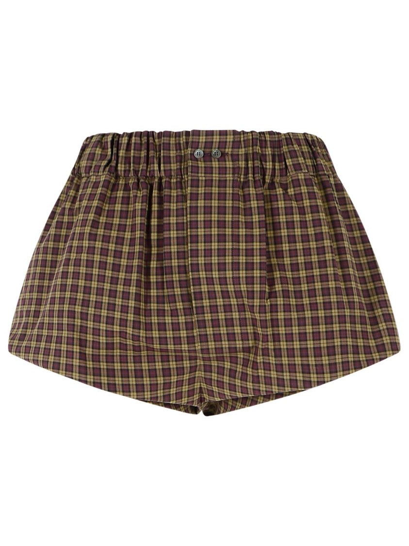 Marni Purple Checkered High-Waist Poplin Chino Shorts