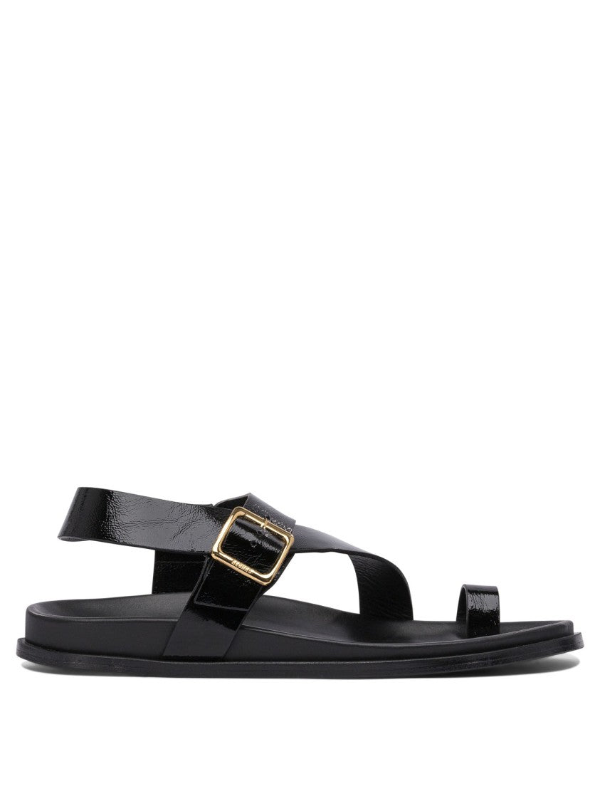 Alohas Flat Sandals With Adjustable Gold Buckle