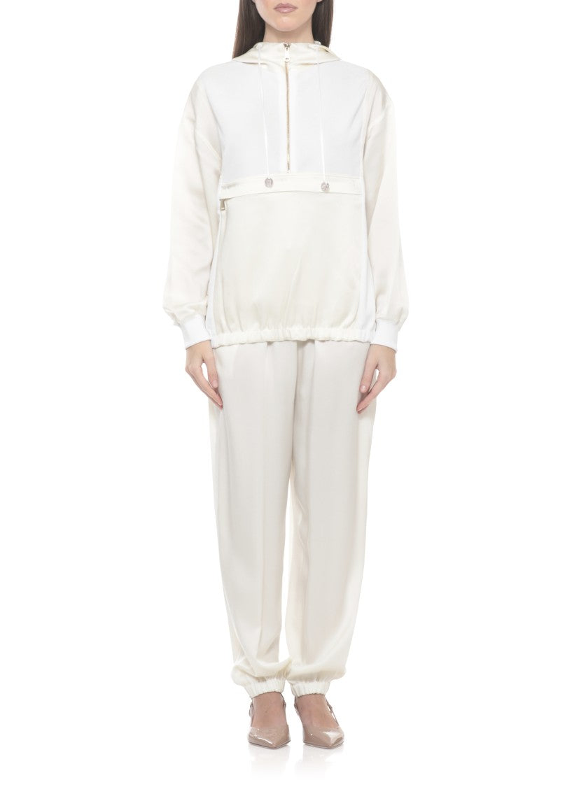 Fabiana Filippi Ivory Viscose-Blend Drawstring Hoodie