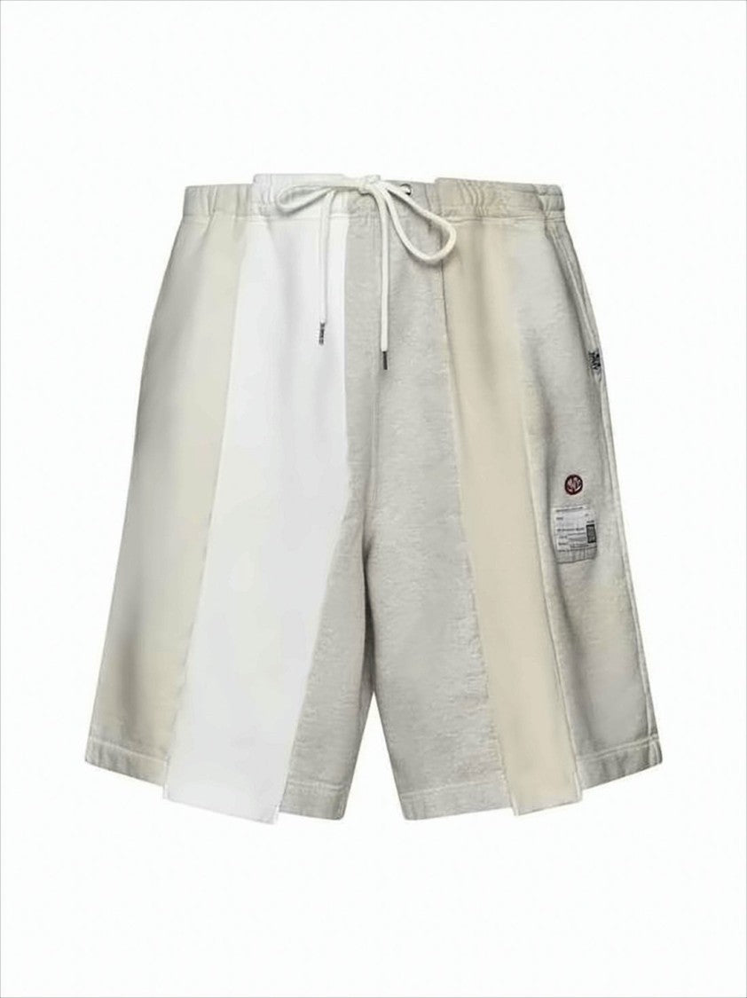 Maison Mihara Yasuhiro Patchwork Design Cotton Shorts With Elastic Waistband