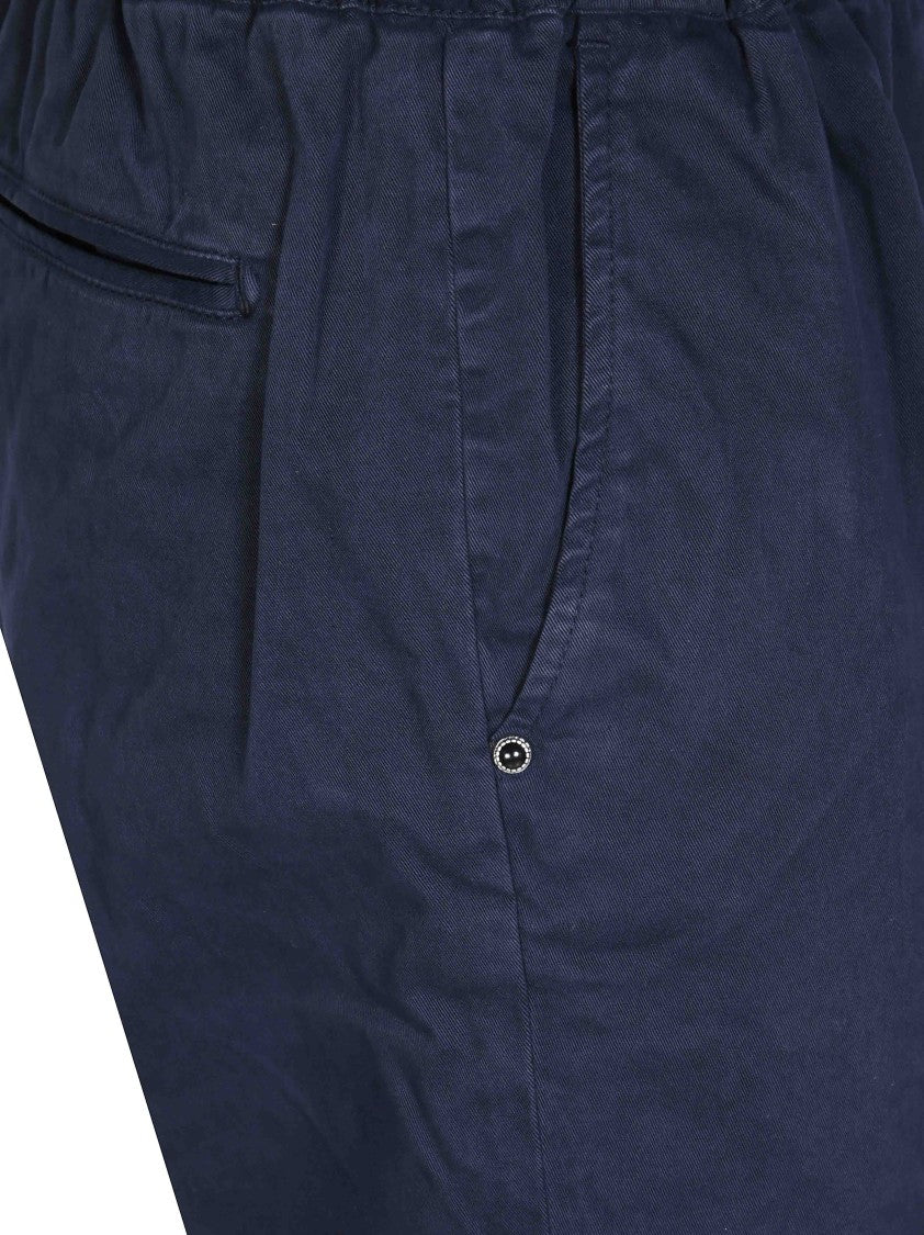 White Sand Tailored Blue Gabardine Belted Formal Pants
