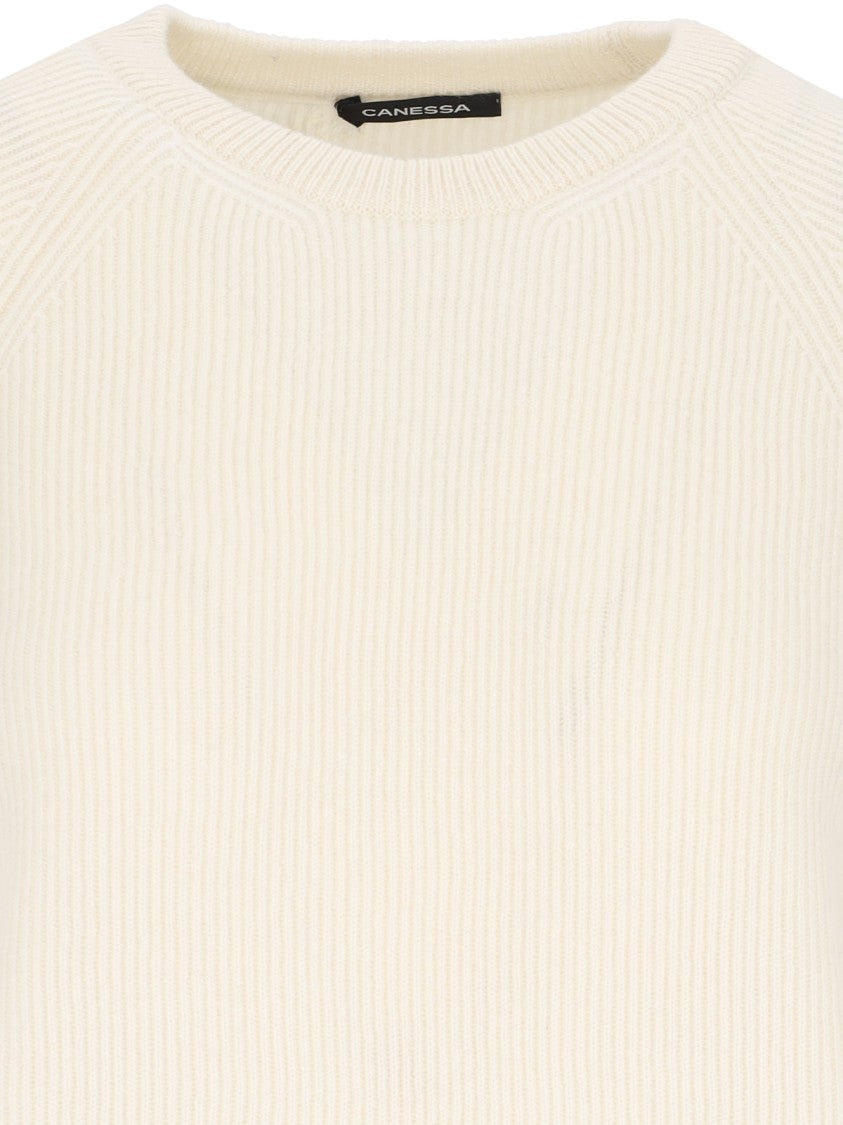 Canessa Basic Sweater In Cream Cashmere