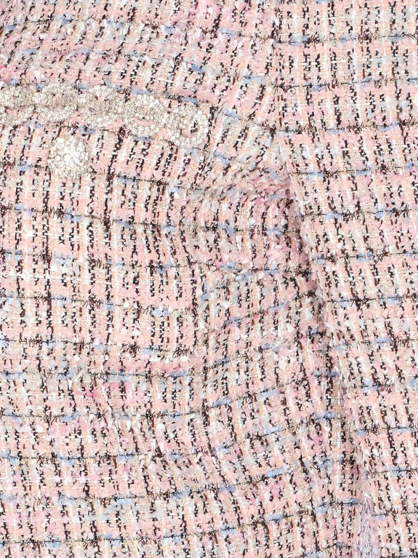 Self-Portrait Pink Boucle Fur Cuff Jacket