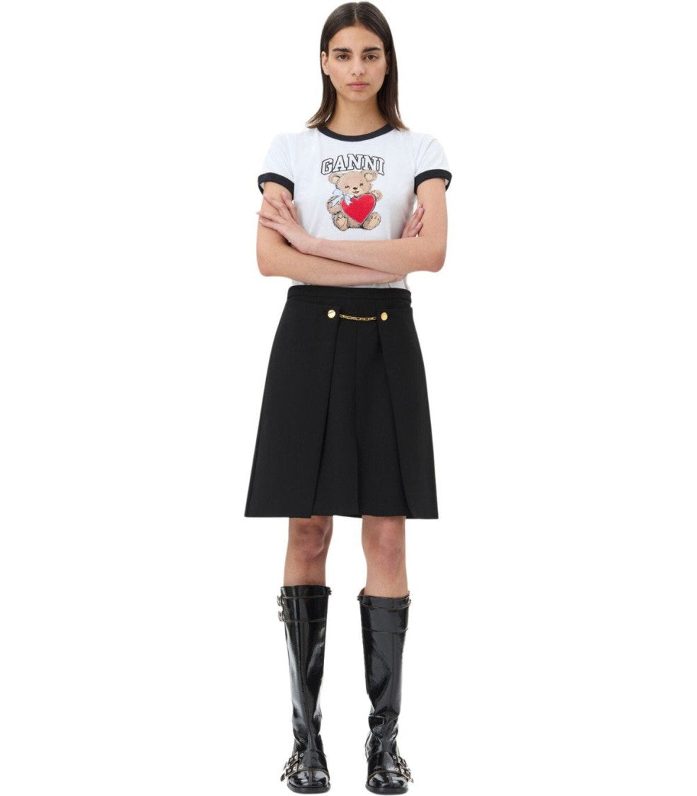 Ganni Twill Black Mini Skirt