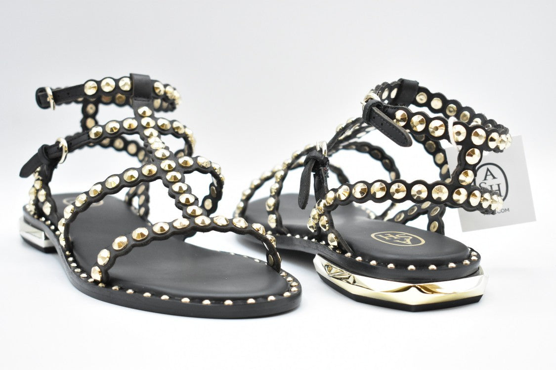 Ash Black Flat Sandals