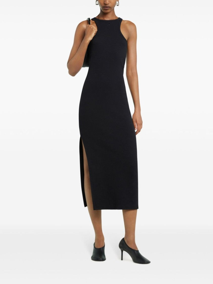 Courrèges Ribbed Black Midi Dress