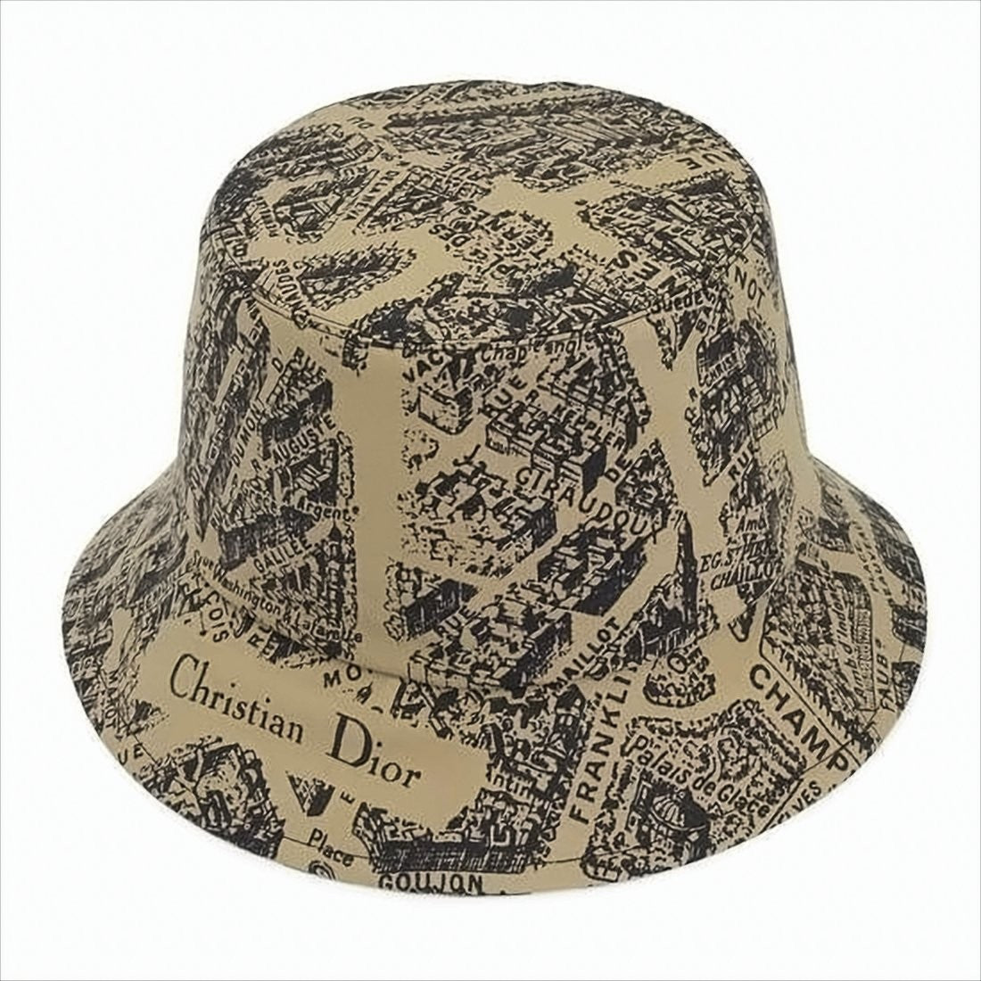 Christian Dior Map Print Bucket Hat With Logo Detail