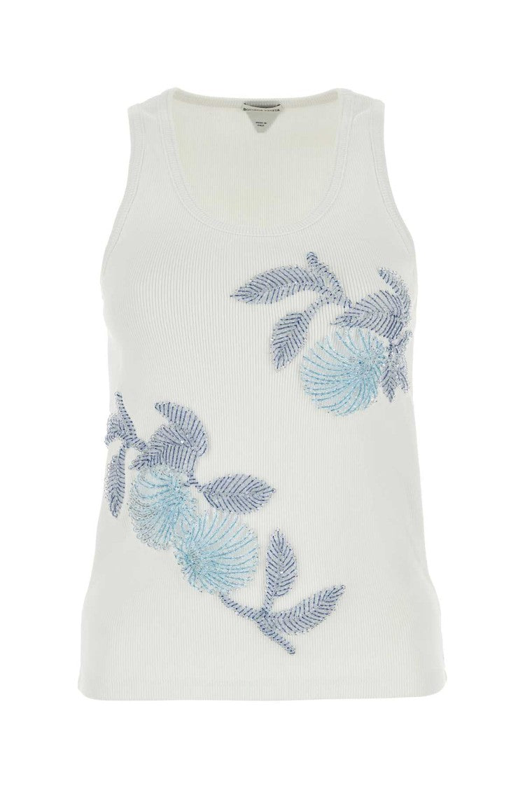 Bottega Veneta White Stretch Cotton Tank Top