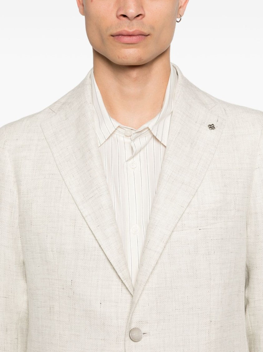 Tagliatore Beige Linen Wool Blend Blazer