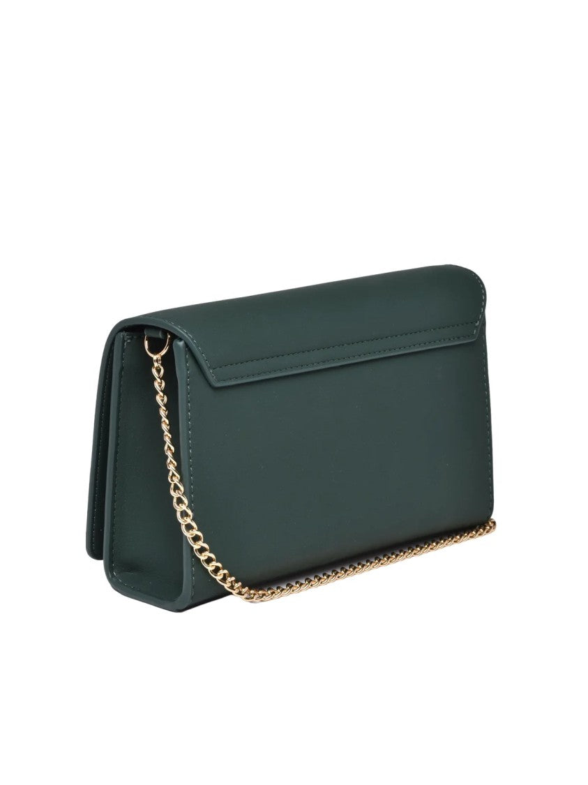 Love Moschino Green Polyurethane Logo Shoulder Bag