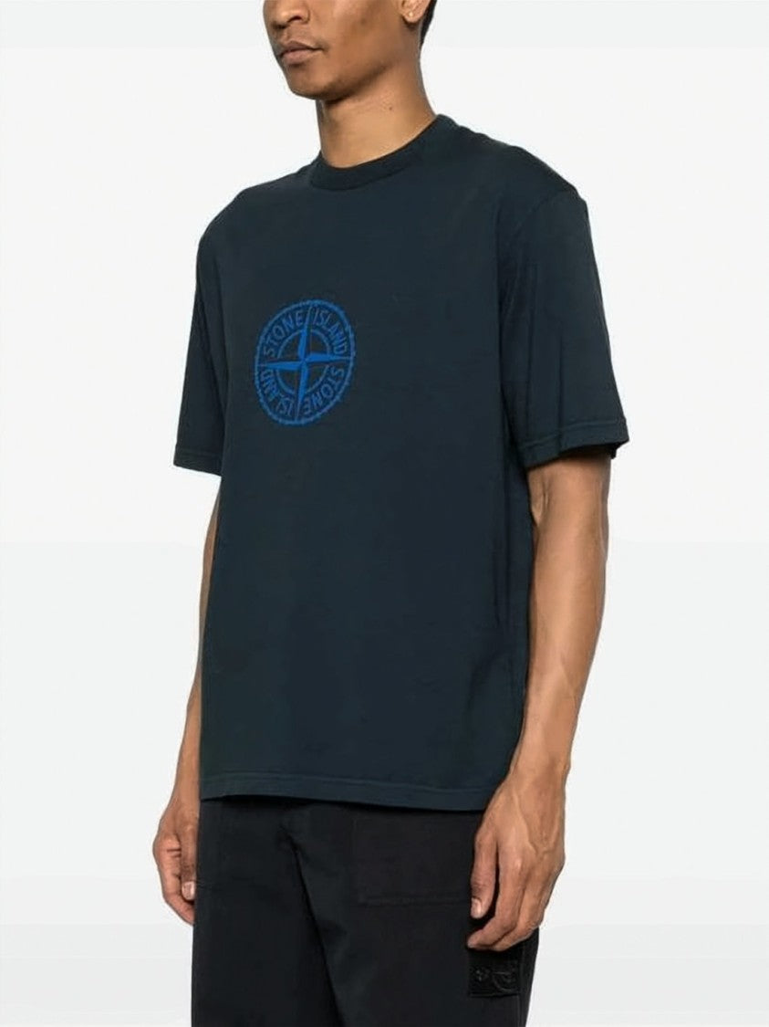 Stone Island Short-Sleeve T-Shirt With Circular Emblem And Relaxed Fit