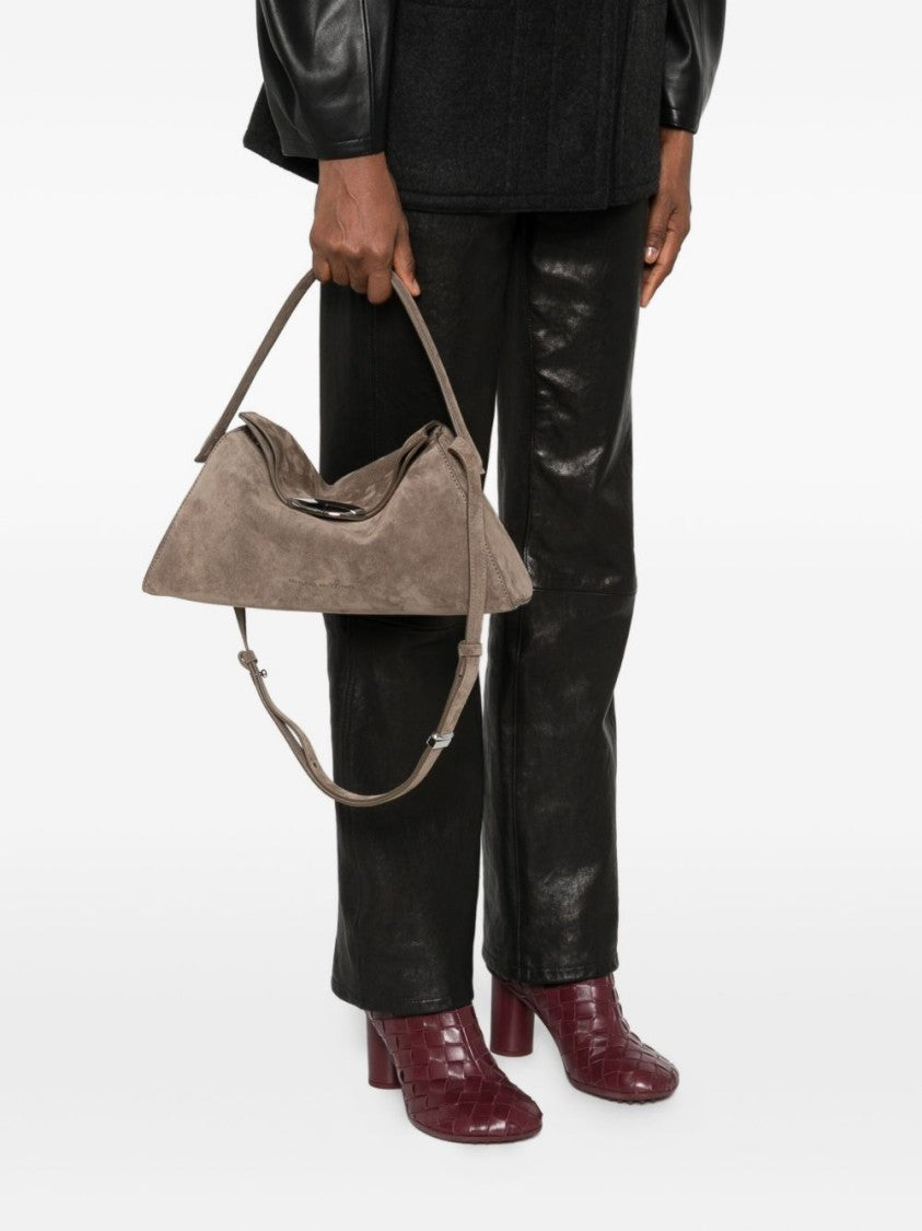 Benedetta Bruzziches Trapezoidal Brown Shoulder Bag With Adjustable Strap