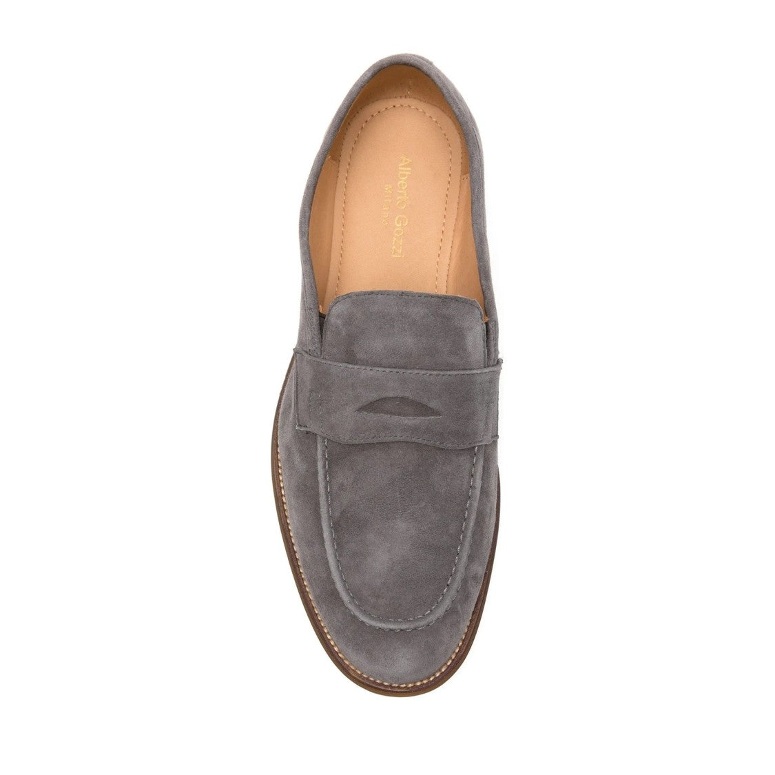 Alberto Gozzi Grey Joanna Penny Strap Suede Loafers