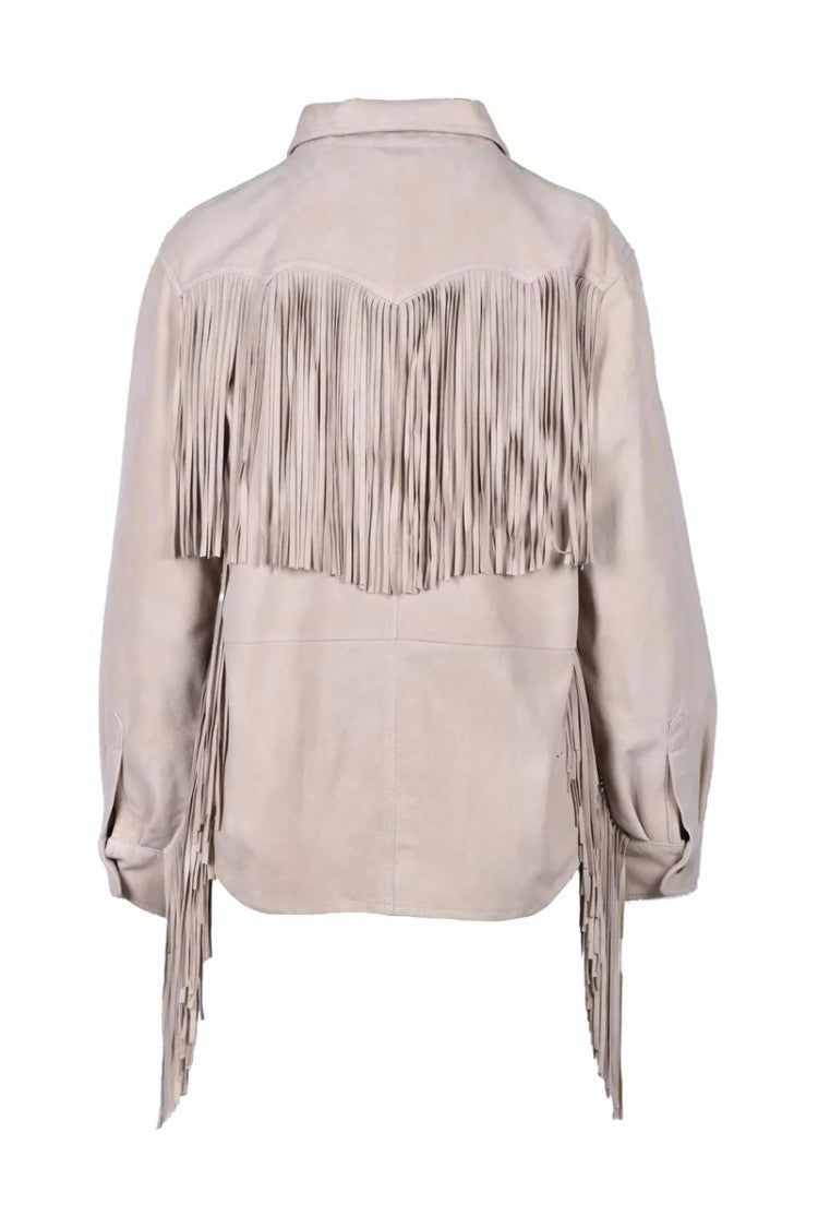 Wild Cashmere Suede Leather Shirt - Beige