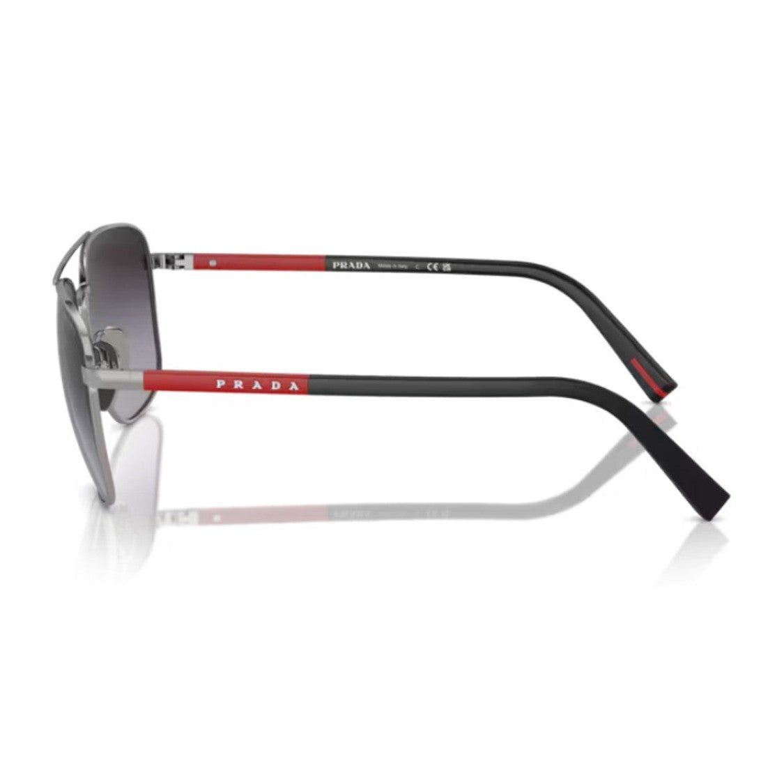 Prada Linea Rossa Gunmetal Ps 54Zs Metal Aviator Sunglasses