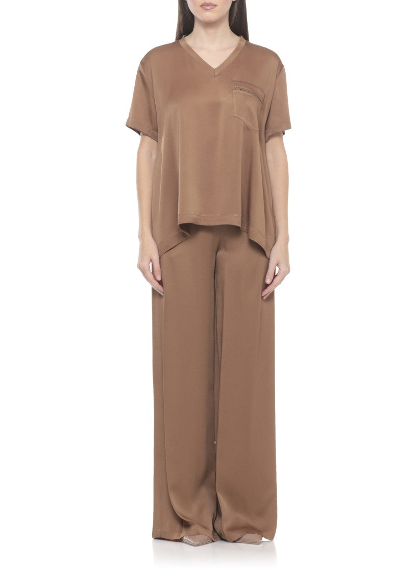 Fabiana Filippi Brown Lightpoint Detail V-Neck T-Shirt