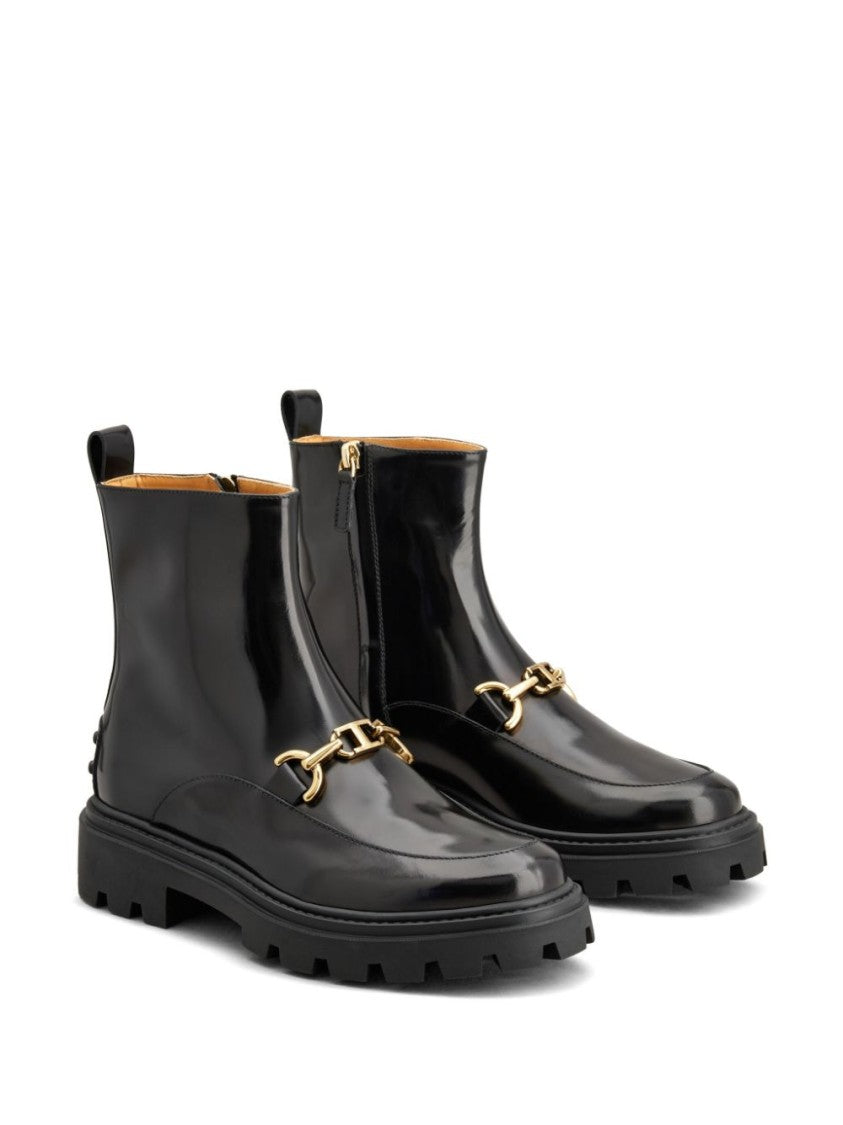 Tod's Glossy Black Ankle Boots