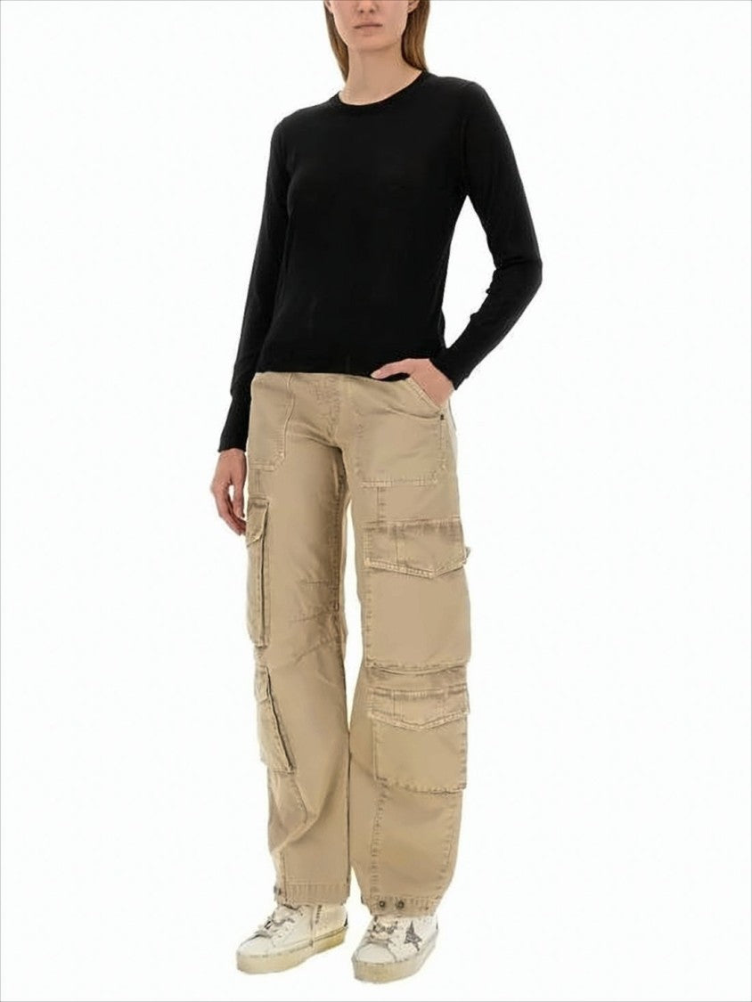 Golden Goose Long-Sleeved Fitted Black Wool Sweater With Star Embellishments
