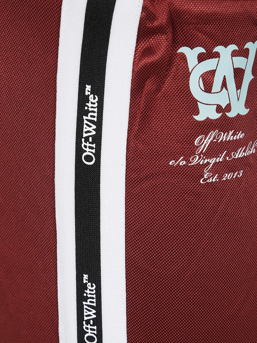 Off-White Deep Red Trousers With Striped Side Panels