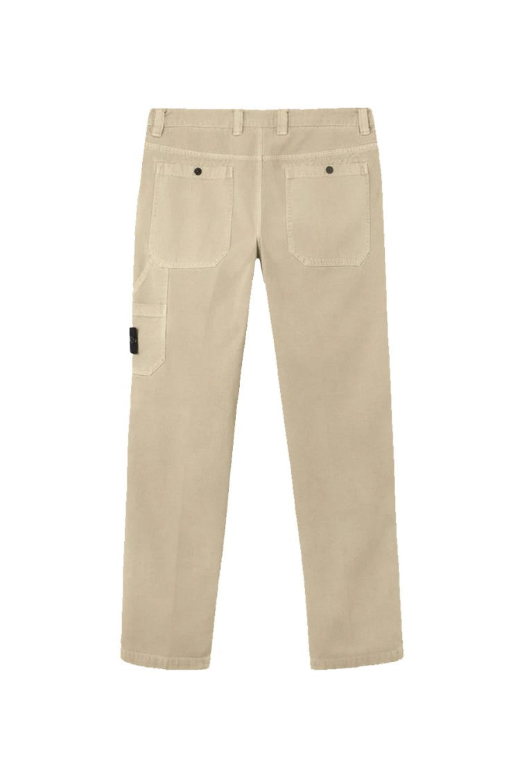 Stone Island Beige Side Badge Straight-Leg Cotton Pants
