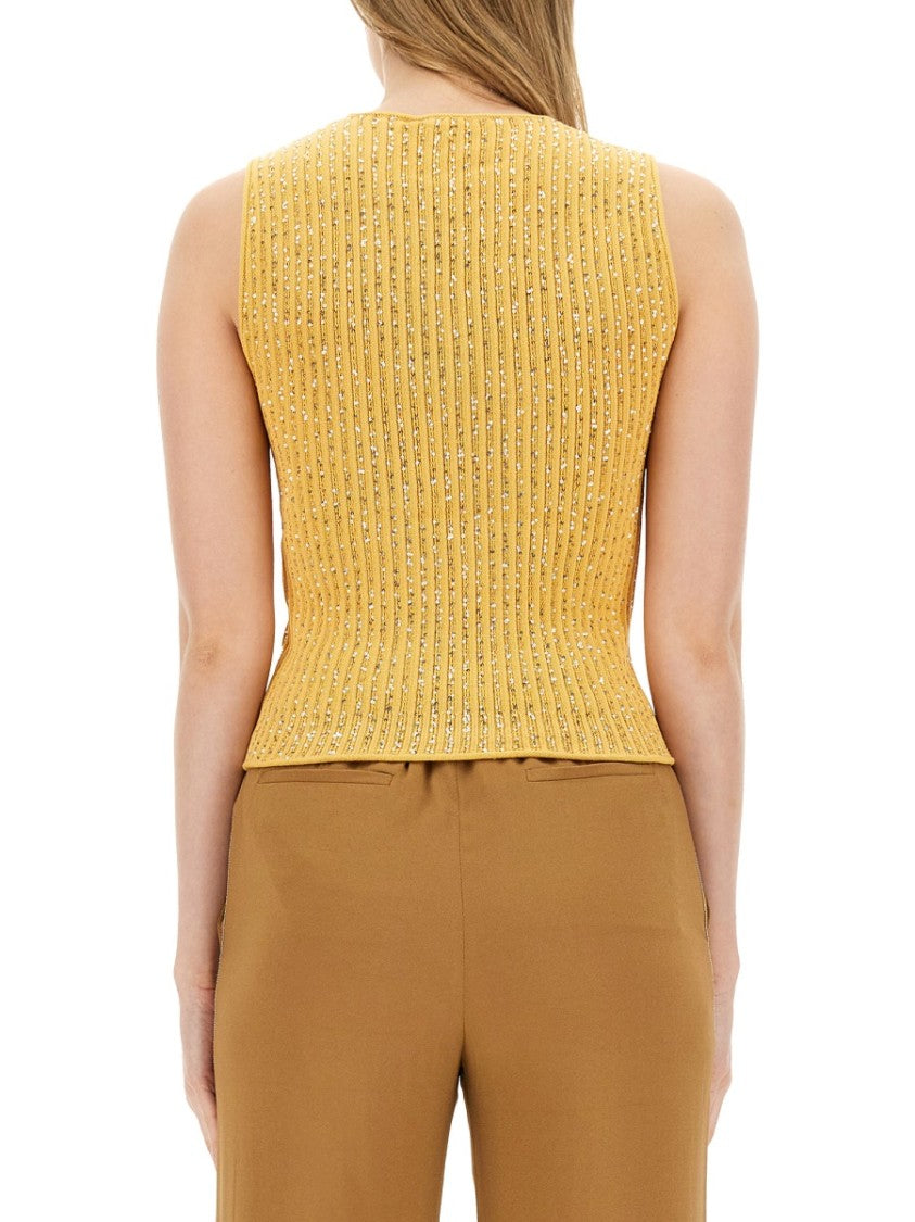 Fabiana Filippi Textured Sleeveless Top With Rhinestone Accents