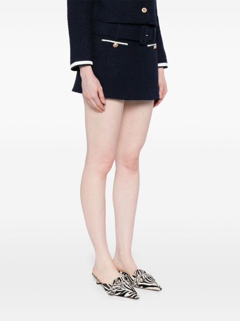 Self-Portrait Navy Boucle Culotte Skirt