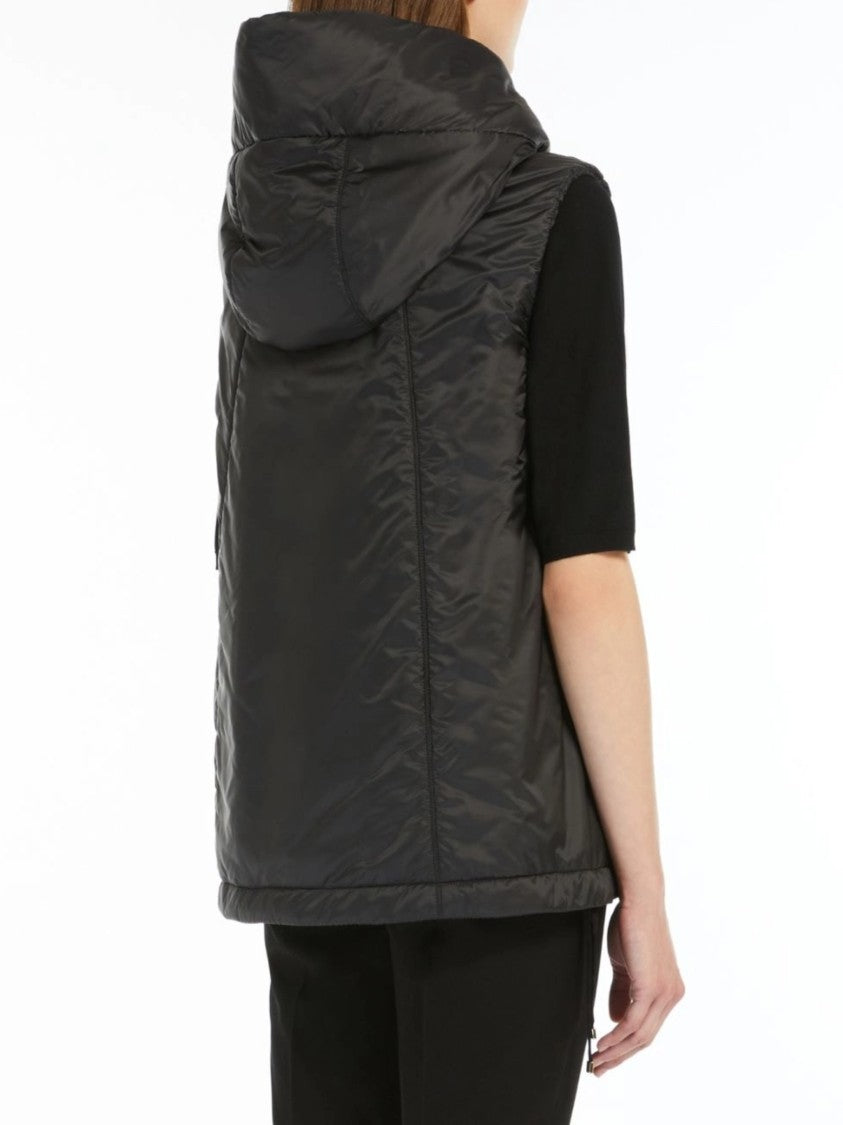 Max Mara Black Greengo Sleeveless Hooded Vest