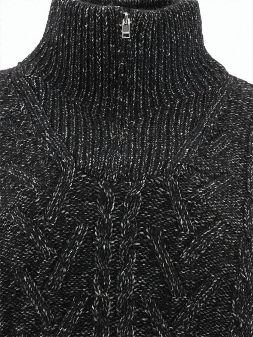 Ganni Cropped Turtleneck Sweater With Chunky Cable Knit Design