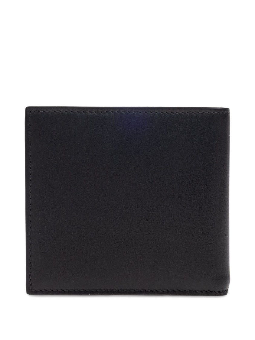 Alexander Mcqueen Calfskin Leather Bifold Wallet With Logo Print